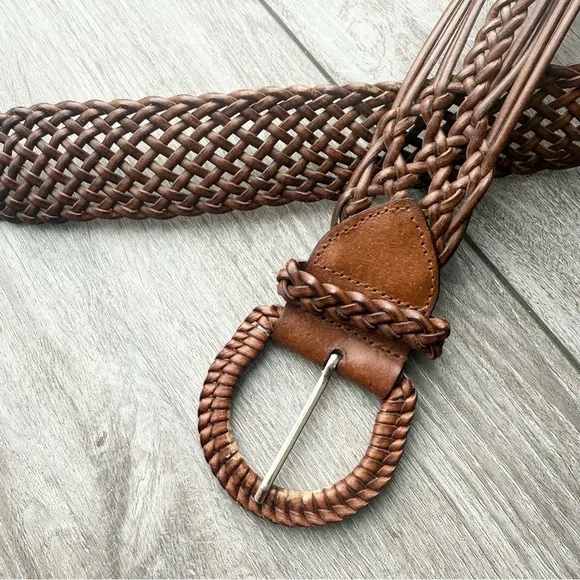 Vintage Handmade Wide Woven Leather Belt - Picture 9 of 15